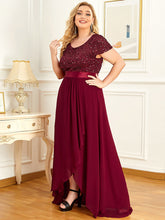 Load image into Gallery viewer, Color=Burgundy | Round Neck A-Line Floor Length Wholesale Evening Dresses-Burgundy 3