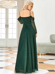 Color=Dark Green | Off Shoulders Split Straight Wholesale Bridesmaid Dresses-Dark Green 2