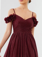 Load image into Gallery viewer, Color=Burgundy | Off Shoulders A Line Spaghetti Strap Sparkly Wholesale Evening Dresses-Burgundy 5