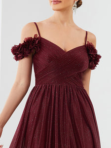 Color=Burgundy | Off Shoulders A Line Spaghetti Strap Sparkly Wholesale Evening Dresses-Burgundy 5