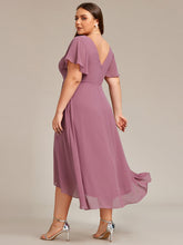 Load image into Gallery viewer, Color=Orchid | V-Neck High Low CHiffon Ruffles Wholesale Evening Dresses-Orchid 2