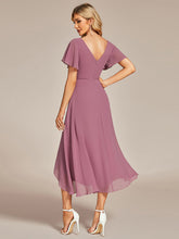 Load image into Gallery viewer, Color=Orchid | V-Neck High Low CHiffon Ruffles Wholesale Evening Dresses-Orchid 2