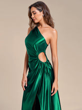 Load image into Gallery viewer, Color=Dark Green | Hot One Shoulder Pleated Bare Waist Wholesale Stain Evening Dresses-Dark Green 5