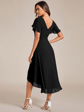 Load image into Gallery viewer, Color=Black | Pleated Ruffles Chiffon Wholesale Wedding Guest Dresses-Black 