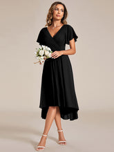Load image into Gallery viewer, Color=Black | Pleated Ruffles Chiffon Wholesale Wedding Guest Dresses-Black 