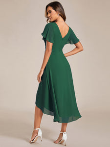 Color=Dark Green | Pleated Ruffles Chiffon Wholesale Wedding Guest Dresses-Dark Green 2