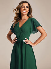 Load image into Gallery viewer, Color=Dark Green | Pleated Ruffles Chiffon Wholesale Wedding Guest Dresses-Dark Green 5