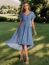 Load image into Gallery viewer, Color=Dusty Navy | Pleated Ruffles Chiffon Wholesale Wedding Guest Dresses-Dusty Navy 13