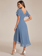 Load image into Gallery viewer, Color=Dusty Navy | Pleated Ruffles Chiffon Wholesale Wedding Guest Dresses-Dusty Navy 14