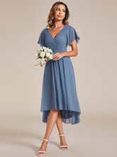 Load image into Gallery viewer, Color=Dusty Navy | Pleated Ruffles Chiffon Wholesale Wedding Guest Dresses-Dusty Navy 16