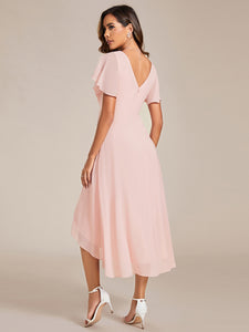 Color=Pink | Pleated Ruffles Chiffon Wholesale Wedding Guest Dresses-Pink 26