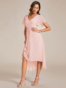 Color=Pink | Pleated Ruffles Chiffon Wholesale Wedding Guest Dresses-Pink 27