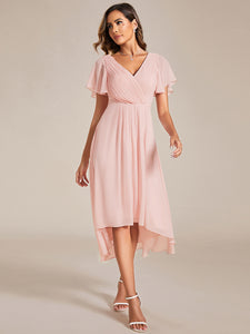 Color=Pink | Pleated Ruffles Chiffon Wholesale Wedding Guest Dresses-Pink 28