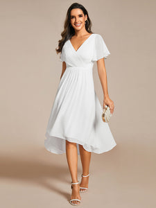 Color=White | Pleated Ruffles Chiffon Wholesale Wedding Guest Dresses-White 