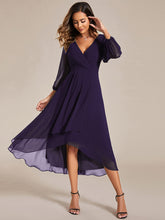 Load image into Gallery viewer, Color=Dark Purple | Long Sleeves Pleated Ruffles Chiffon Wholesale Wedding Guest Dresses-Dark Purple 27