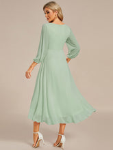 Load image into Gallery viewer, Color=Mint Green | Long Sleeves Pleated Ruffles Chiffon Wholesale Wedding Guest Dresses-Mint Green 