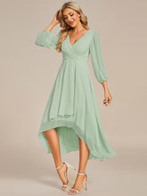 Load image into Gallery viewer, Color=Mint Green | Long Sleeves Pleated Ruffles Chiffon Wholesale Wedding Guest Dresses-Mint Green 