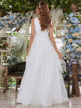 Load image into Gallery viewer, Color=Cream | Women&#39;s Wedding Dress with Deep V-neck-Cream 2