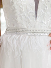 Load image into Gallery viewer, Color=Cream | Women&#39;s Wedding Dress with Deep V-neck-Cream 5