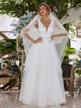 Load image into Gallery viewer, Color=Cream | Women&#39;s Wedding Dress with Deep V-neck-Cream 1