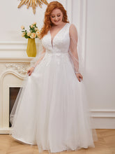 Load image into Gallery viewer, Color=Cream | Amazing Wholesale Plus Size Wedding Dress With Long Sleeve Eh00230-Cream 2