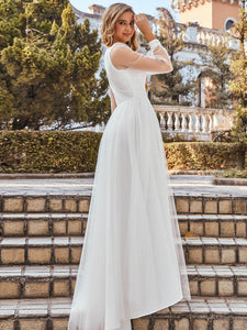 Color=Cream | Cute A-Line Appliqued Wholesale Maxi Wedding Dress Eh00231-Cream 3