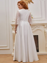 Load image into Gallery viewer, Color=Cream | Elegant Applique Wholesale Simple Wedding Dress With Half Sleeves Eh00233-Cream 2