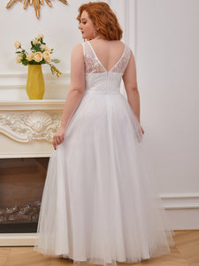 Color=Cream | Sweet A-Line Tulle Wholesale Wedding Dress With Appliqued Bodice Eh00234-Cream 4