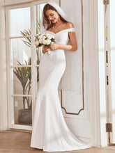 Load image into Gallery viewer, Color=Cream | Plain Wholesale Solid Color Off Shoulder Mermaid Wedding Dress-Cream 1
