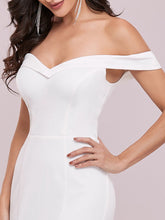 Load image into Gallery viewer, Color=Cream | Plain Wholesale Solid Color Off Shoulder Mermaid Wedding Dress-Cream 5