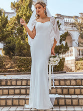 Load image into Gallery viewer, Color=Cream | Swag-Sleeves V Neck Wholesale Maxi Fishtail Wedding Dress Eh00248-Cream 1
