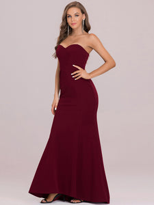 Color=Burgundy | Hot V Neck Fishtail Silhouette Wholesale Wedding Dresses-Burgundy 8