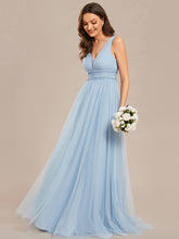 Load image into Gallery viewer, Color=Baby Blue | Backless A Line Sleeveless Wholesale Wedding Dresses with Deep V Neck EH0096A-Baby Blue 15