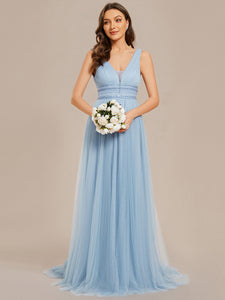 Color=Baby Blue | Backless A Line Sleeveless Wholesale Wedding Dresses with Deep V Neck EH0096A-Baby Blue 16