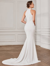Load image into Gallery viewer, Color=White | Halter Neck Sleeveless Backless Fishtail Wholesale Wedding Dresses-White 2