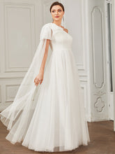 Load image into Gallery viewer, Color=White | Sexy One Shoulder A Line Floor Length Wholesale Wedding Dresses-White 3