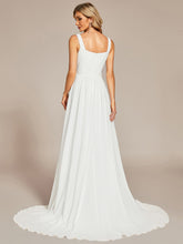 Load image into Gallery viewer, Color=White | Side Split Square Neck A Line Wholesale Wedding Dresses-White 2