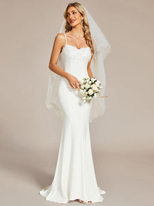 Color=White | Gorgeous Mermaid Spaghetti Straps Wholesale Wedding Dresses-White 4