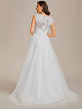 Load image into Gallery viewer, Elegant Hollow Lace Round Neck Wholesale Wedding Dresses#Color_White