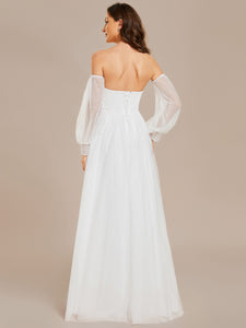 Color=White | Elegant Pure Sequins Mesh Beaded Sweetheart Neck Wholesale Wedding Dresses-White 2