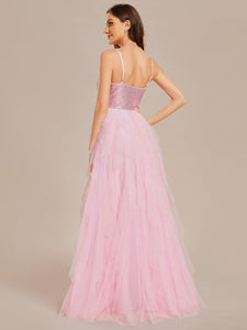 Color=Pink | Elegant Pure Sequins Lace Sweetheart Neck Wholesale Wedding Dresses-Pink 3