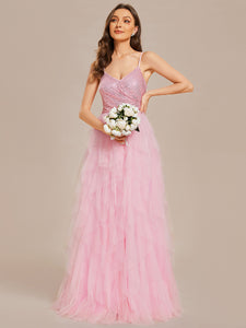 Color=Pink | Elegant Pure Sequins Lace Sweetheart Neck Wholesale Wedding Dresses-Pink 4
