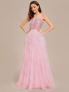 Color=Pink | Elegant Pure Sequins Lace Sweetheart Neck Wholesale Wedding Dresses-Pink 5