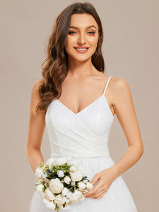Color=White | Elegant Pure Sequins Lace Sweetheart Neck Wholesale Wedding Dresses-White 8