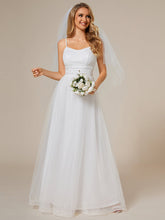 Load image into Gallery viewer, Color=White | Maxi Long Sequin Tulle Wholesale Sleeveless Wedding Dresses-White 1