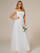 Load image into Gallery viewer, Color=White | Maxi Long Sequin Tulle Wholesale Sleeveless Wedding Dresses-White 3