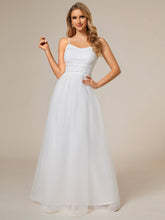 Load image into Gallery viewer, Color=White | Maxi Long Sequin Tulle Wholesale Sleeveless Wedding Dresses-White 5