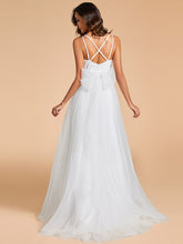 Load image into Gallery viewer, Color=White | Shiny Spaghetti Straps Wholesale Wedding Dresses With Back Bow-White 2