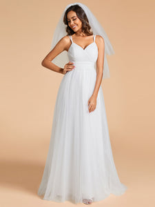 Color=White | Shiny Spaghetti Straps Wholesale Wedding Dresses With Back Bow-White 4