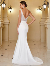 Load image into Gallery viewer, Color=White | Elegant Fishtail Sleeveless Floor Length Wholesale Wedding Dresses-White 2